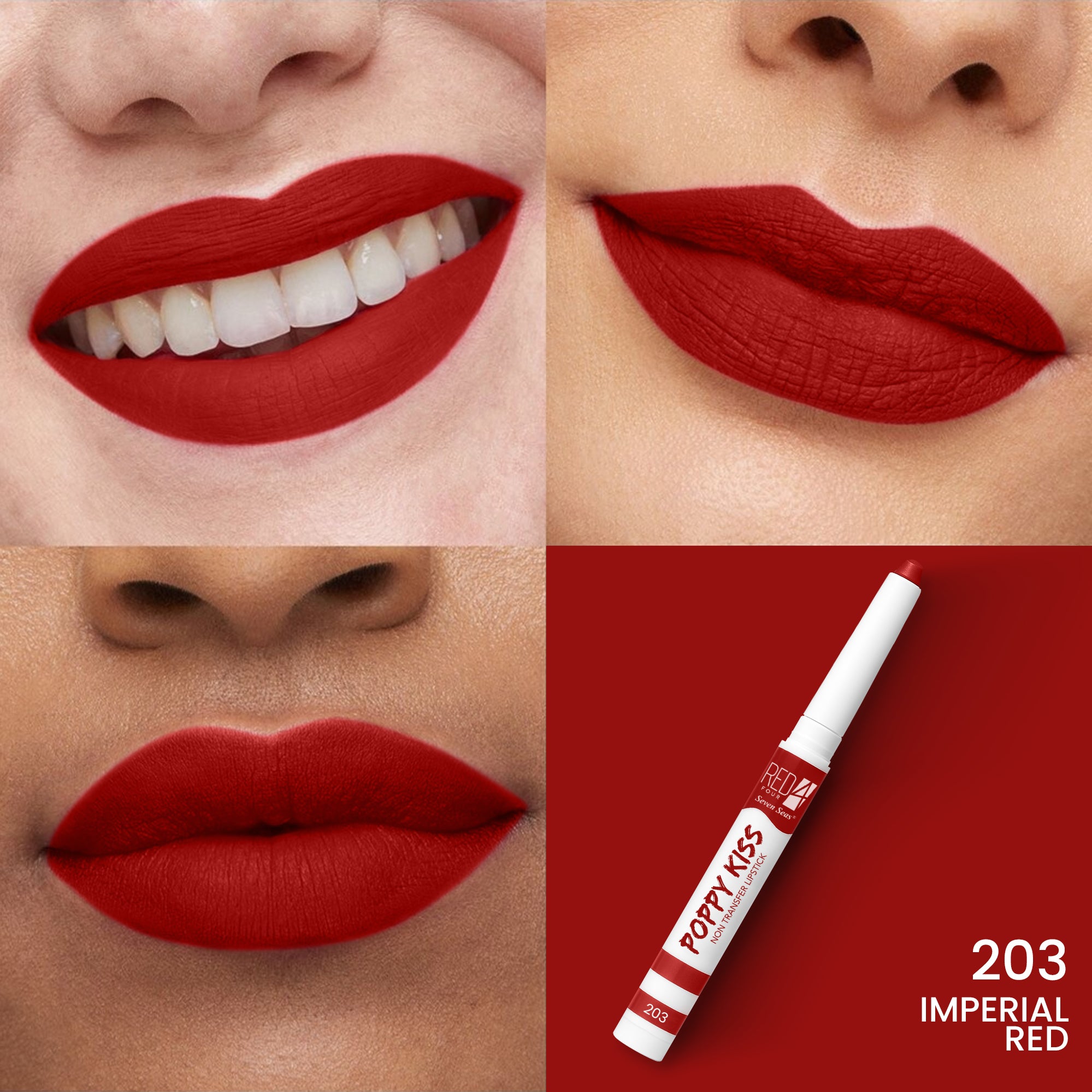 RED4 Poppy Kiss Non Transfer Lip Crayon Lipstick