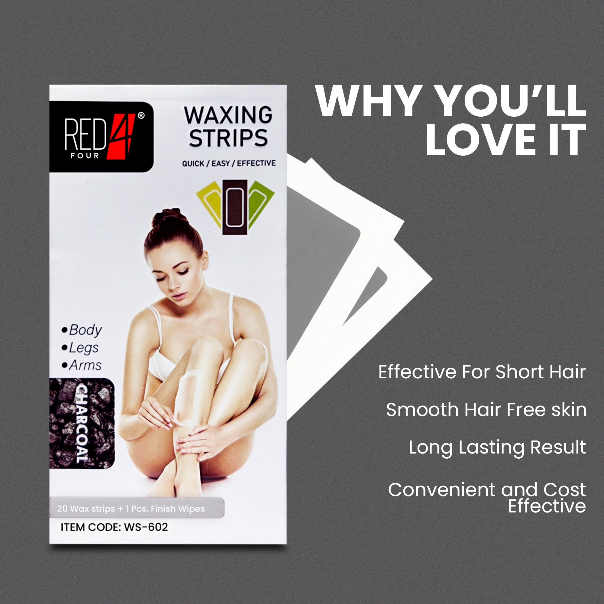 Body Wax Strips for Women | Quick & Easy Hair Removal for Legs & Arms| 20 waxing strips | 1 pcs. finish wipes