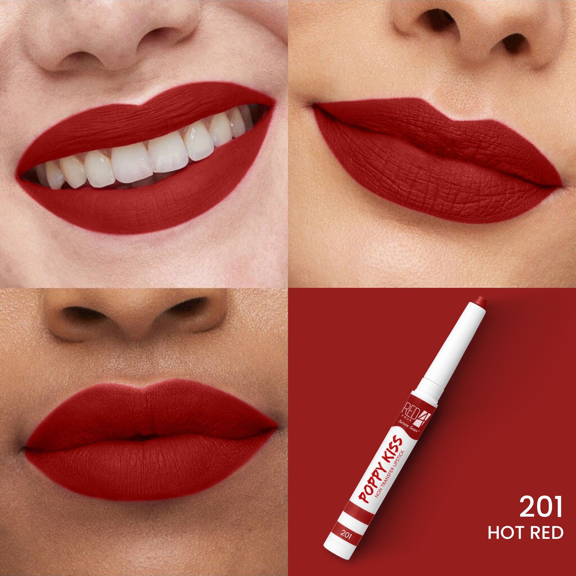 RED4 Poppy Kiss Non Transfer Lip Crayon Lipstick