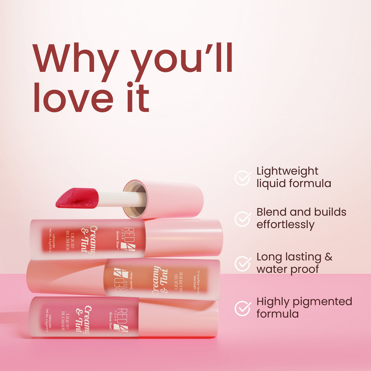 Red4 Creamy & Tint Liquid Blusher and Lipgloss