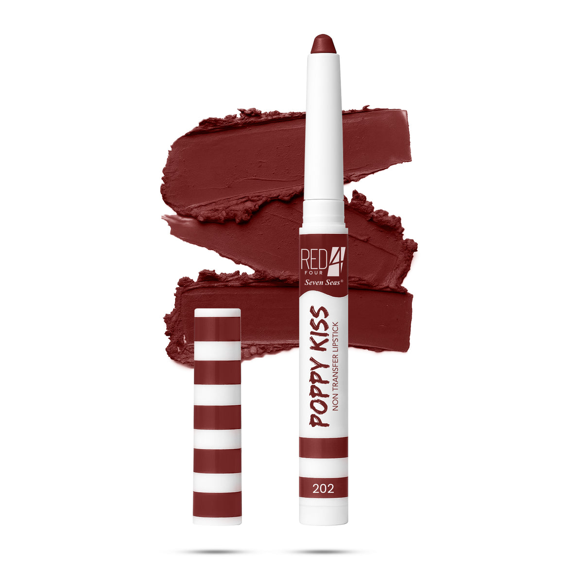 RED 4 Poppy Kiss Non Transfer Lip Crayon Lipstick | Creamy Matte Finish | Long Lasting and Waterproof Lip Crayon | Highly Pigmented | Light Weight Formula | Lasts up to 24 hours