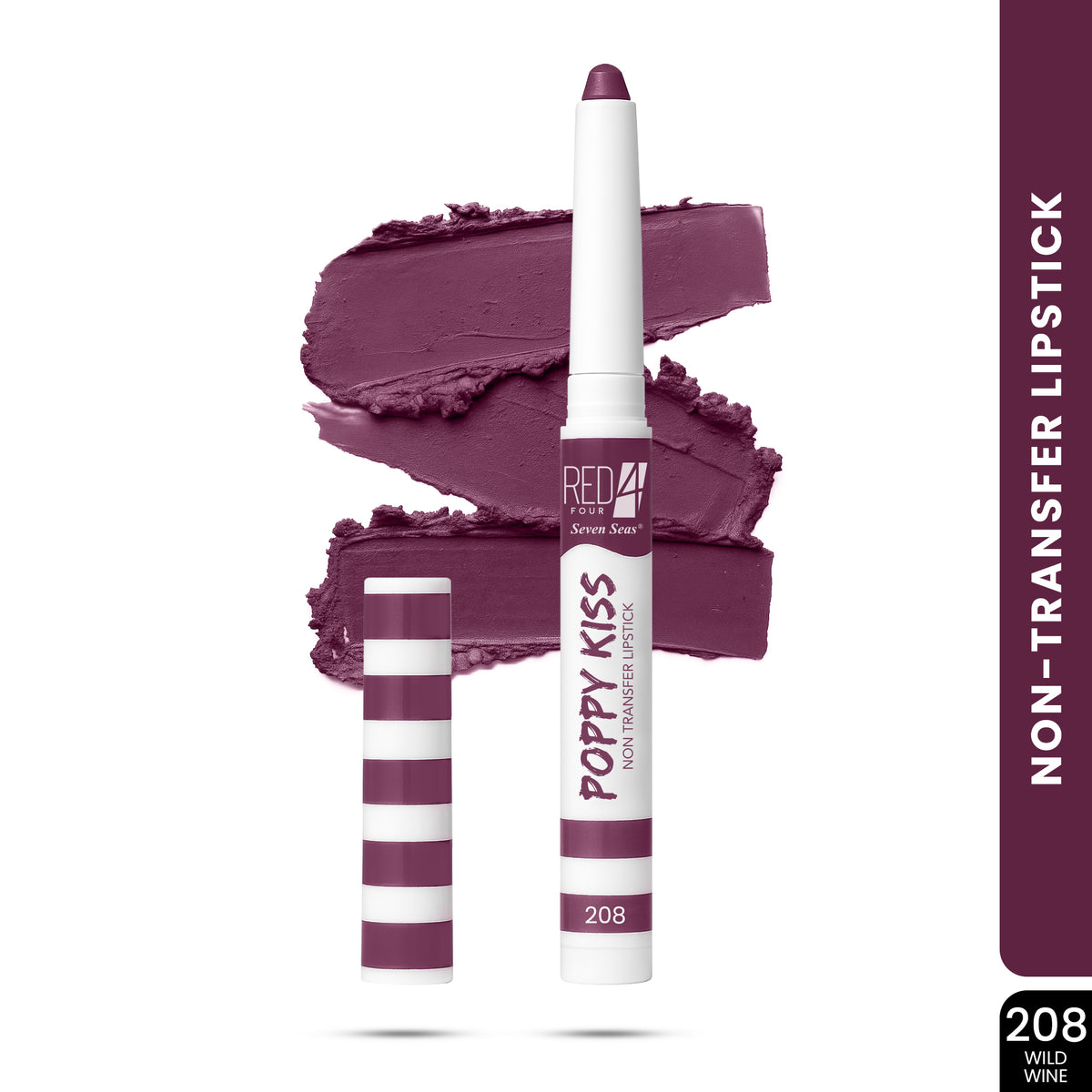 RED 4 Poppy Kiss Non Transfer Lip Crayon Lipstick | Creamy Matte Finish | Long Lasting and Waterproof Lip Crayon | Highly Pigmented | Light Weight Formula | Lasts up to 24 hours