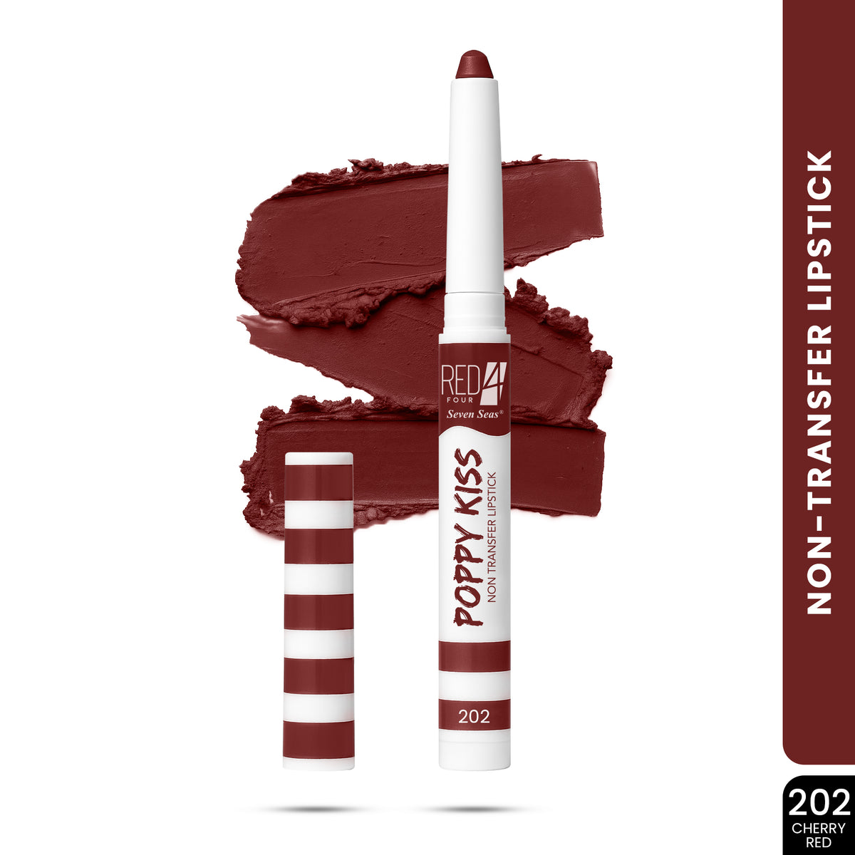 RED 4 Poppy Kiss Non Transfer Lip Crayon Lipstick | Creamy Matte Finish | Long Lasting and Waterproof Lip Crayon | Highly Pigmented | Light Weight Formula | Lasts up to 24 hours