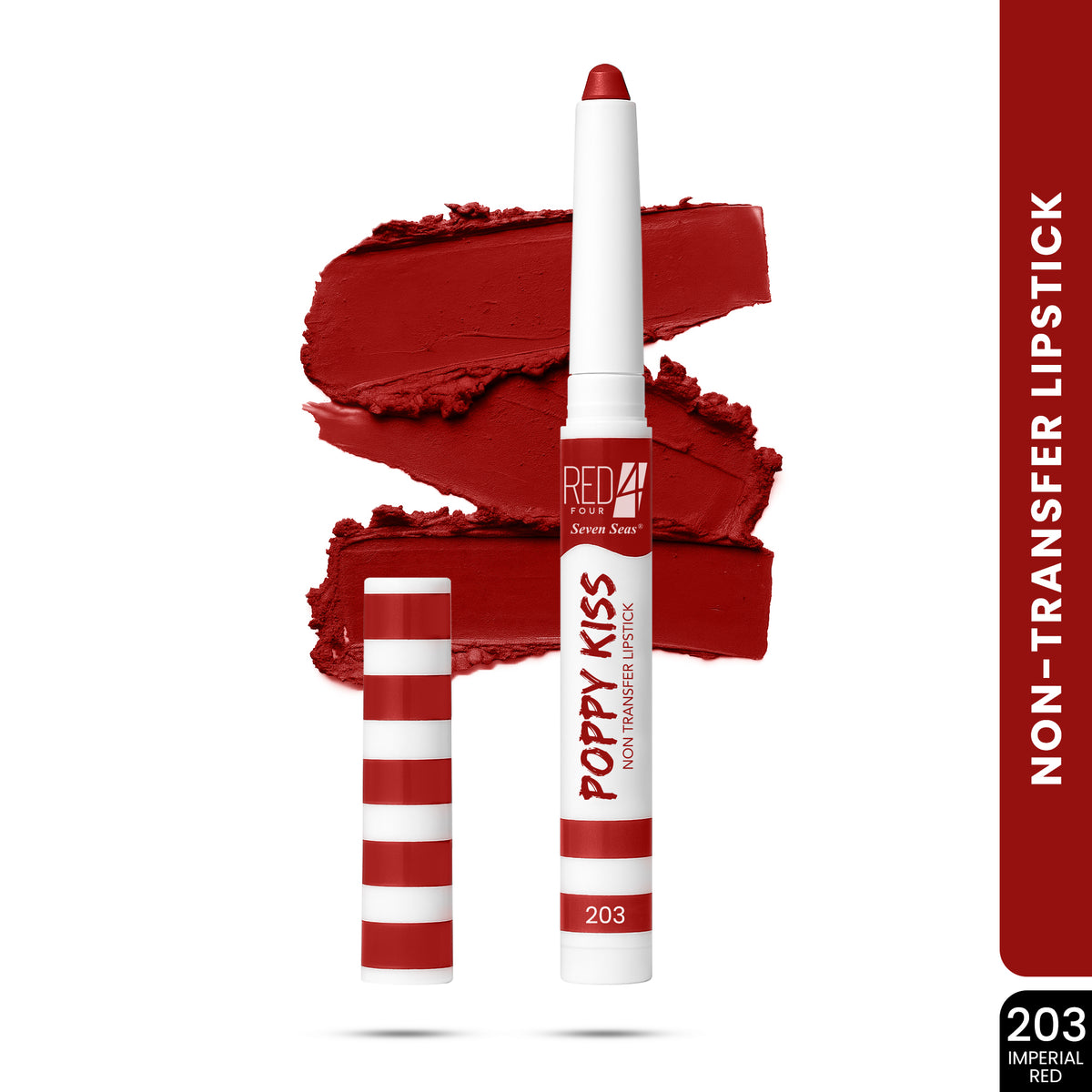 RED 4 Poppy Kiss Non Transfer Lip Crayon Lipstick | Creamy Matte Finish | Long Lasting and Waterproof Lip Crayon | Highly Pigmented | Light Weight Formula | Lasts up to 24 hours