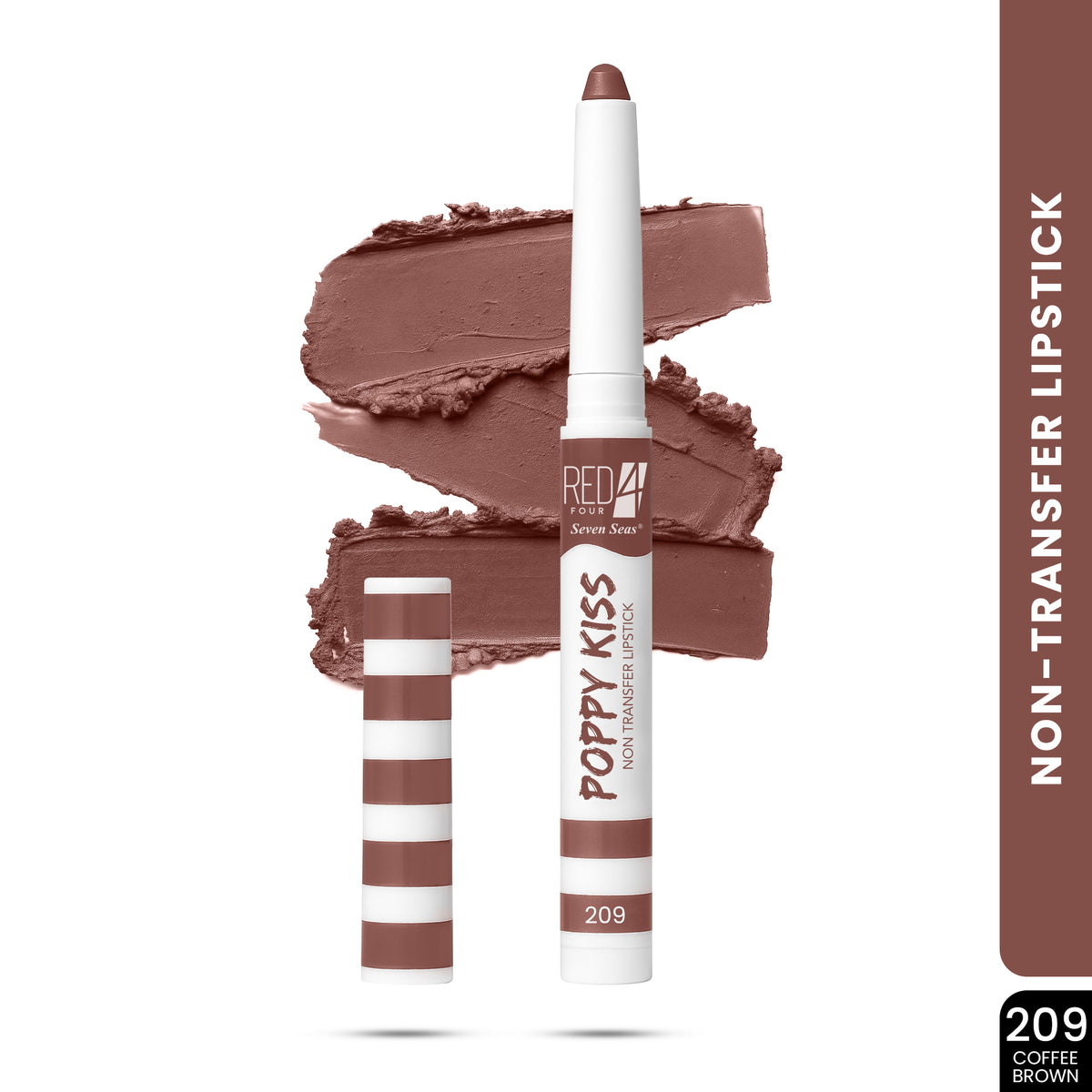 RED 4 Poppy Kiss Non Transfer Lip Crayon Lipstick | Creamy Matte Finish | Long Lasting and Waterproof Lip Crayon | Highly Pigmented | Light Weight Formula | Lasts up to 24 hours
