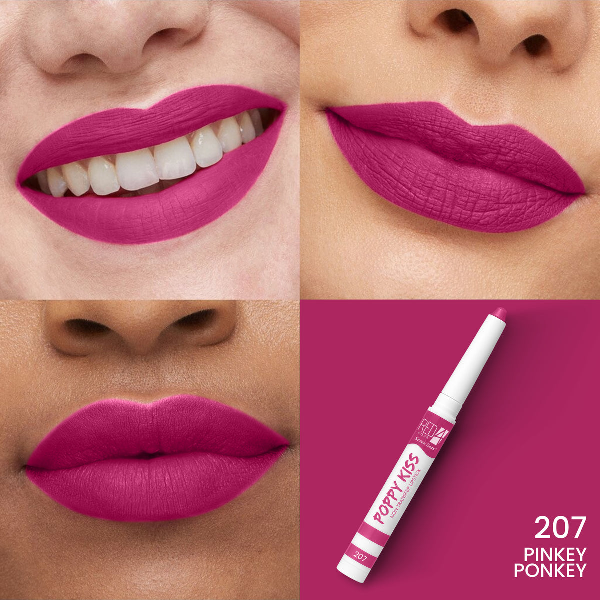 RED 4 Poppy Kiss Non Transfer Lip Crayon Lipstick | Creamy Matte Finish | Long Lasting and Waterproof Lip Crayon | Highly Pigmented | Light Weight Formula | Lasts up to 24 hours
