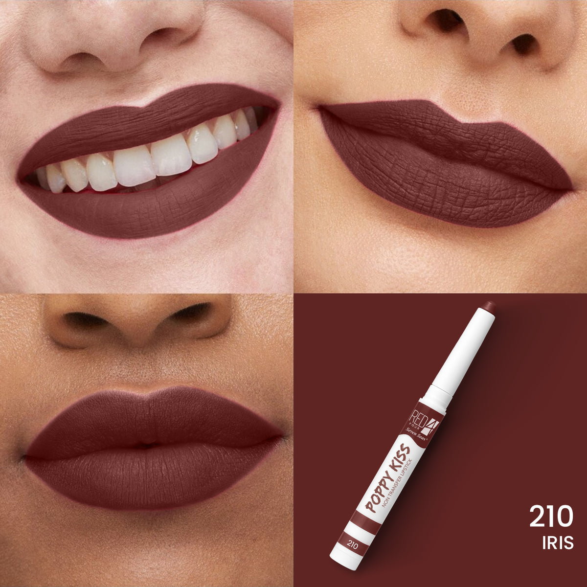 RED 4 Poppy Kiss Non Transfer Lip Crayon Lipstick | Creamy Matte Finish | Long Lasting and Waterproof Lip Crayon | Highly Pigmented | Light Weight Formula | Lasts up to 24 hours