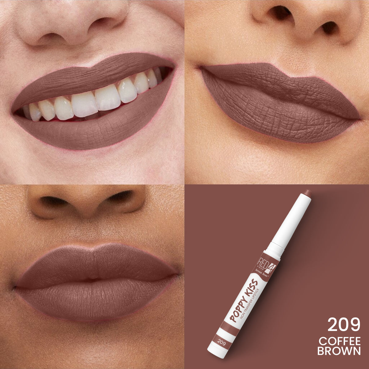 RED 4 Poppy Kiss Non Transfer Lip Crayon Lipstick | Creamy Matte Finish | Long Lasting and Waterproof Lip Crayon | Highly Pigmented | Light Weight Formula | Lasts up to 24 hours