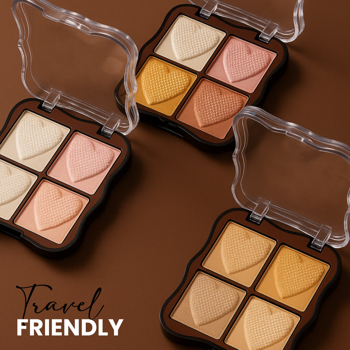 Red4 4-Color Heart Glow Palette – Eyeshadow & Highlighter Combo