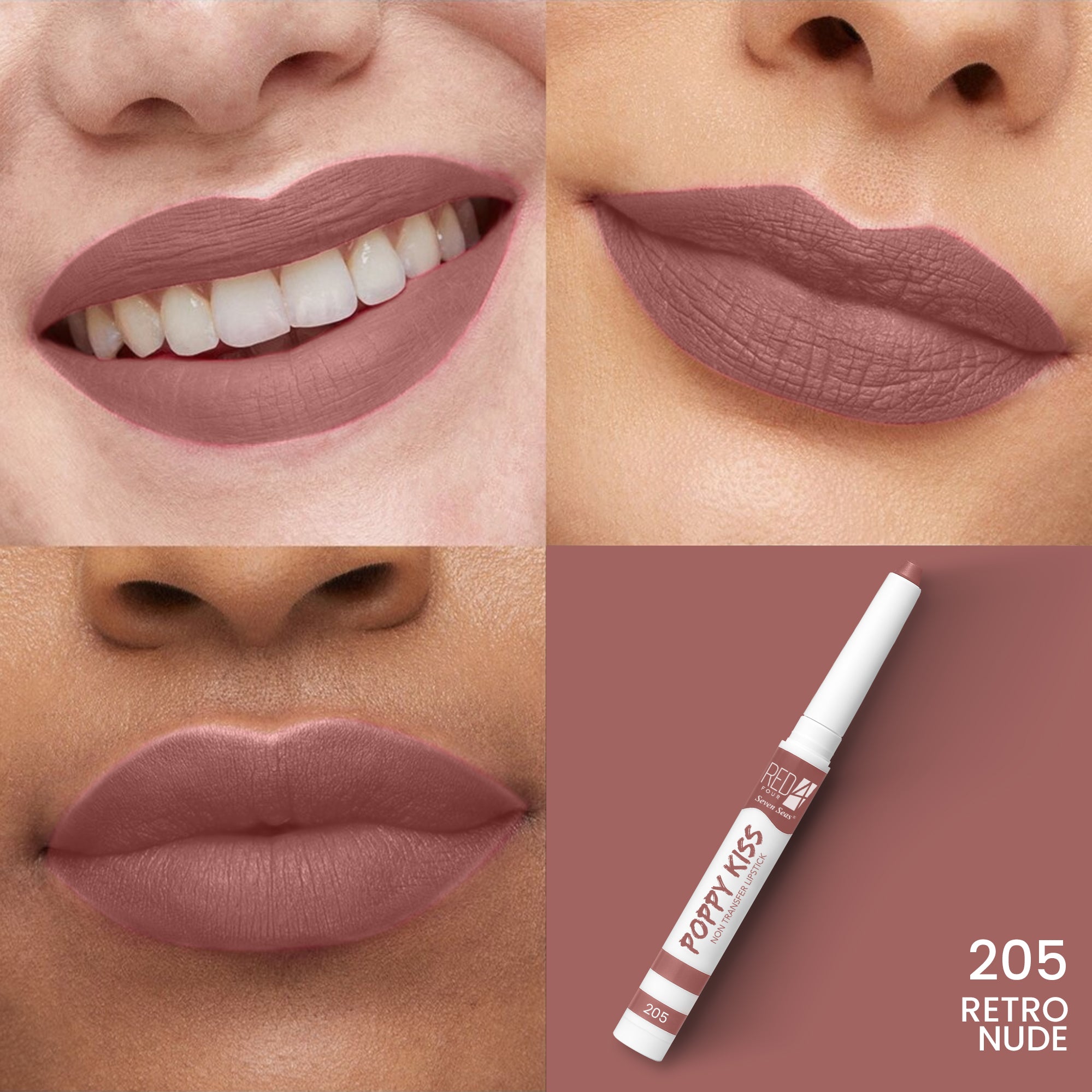 RED4 Poppy Kiss Non Transfer Lip Crayon Lipstick