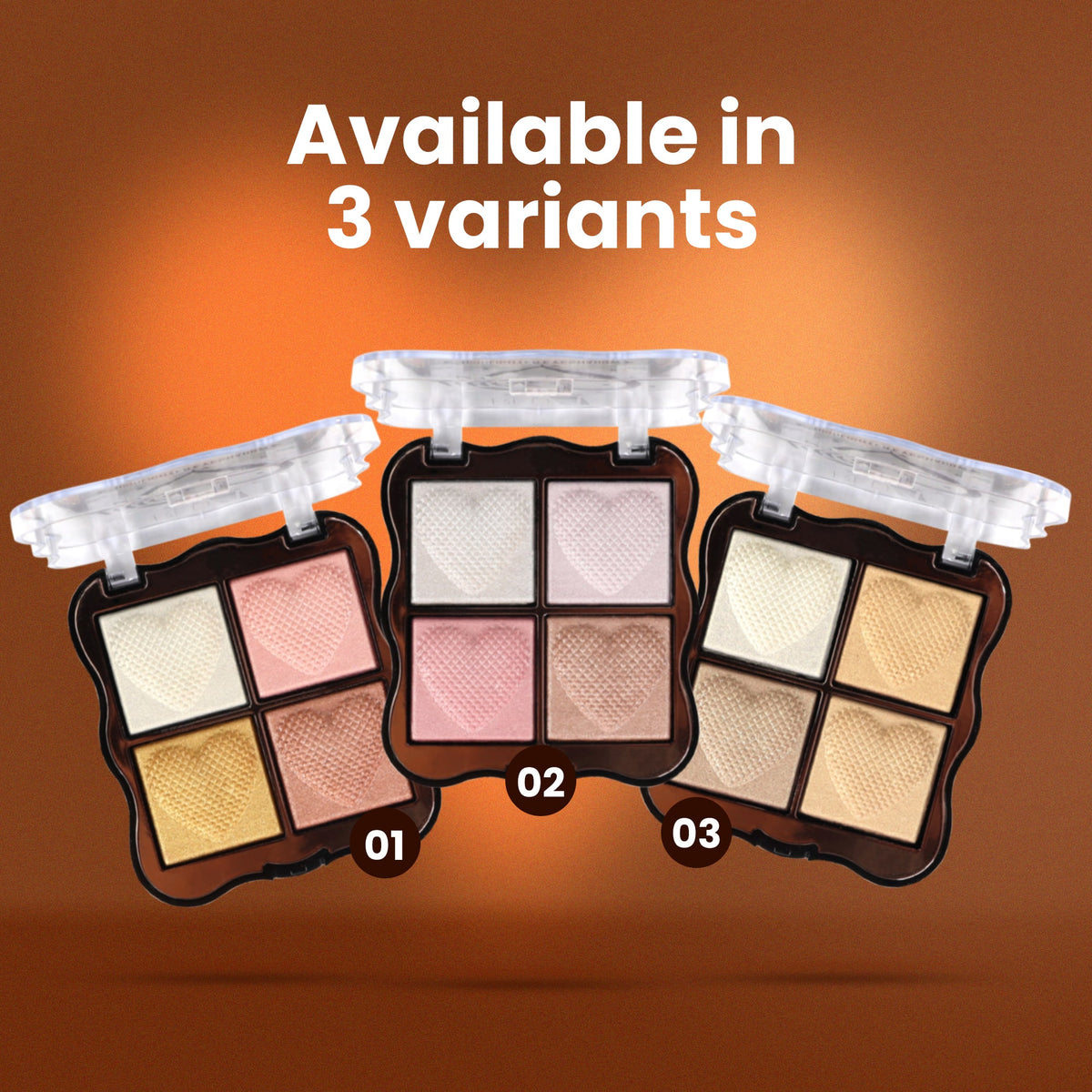 Red4 4-Color Heart Glow Palette – Eyeshadow & Highlighter Combo