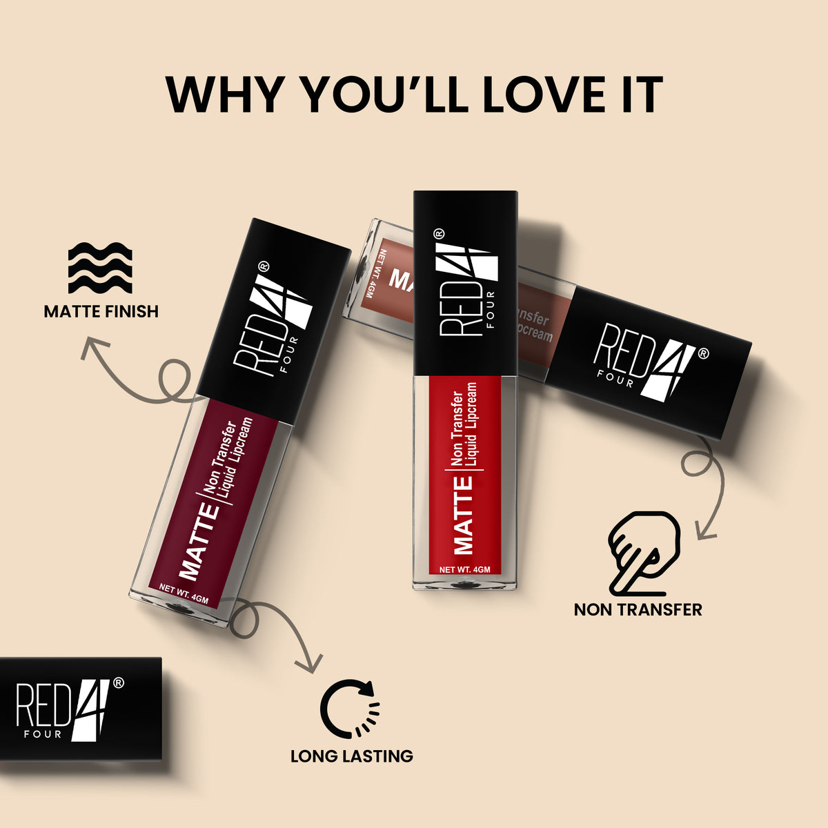 Red4 Matte Non Transfer Liquid Lipcream