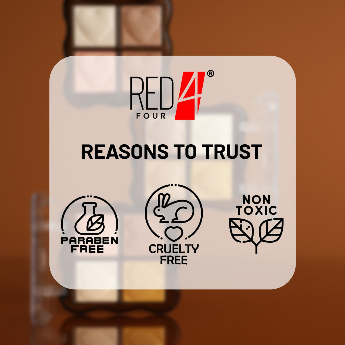 Red4 4-Color Heart Glow Palette – Eyeshadow & Highlighter Combo